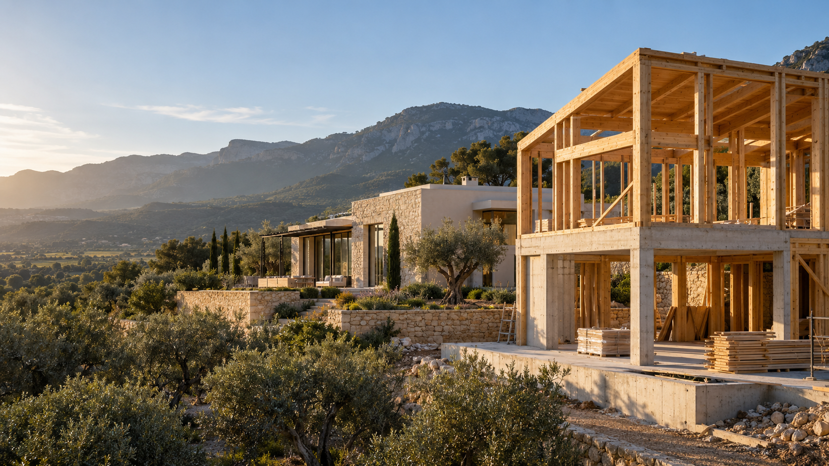 Vivienda contemporánea durante la ejecución de su estructura